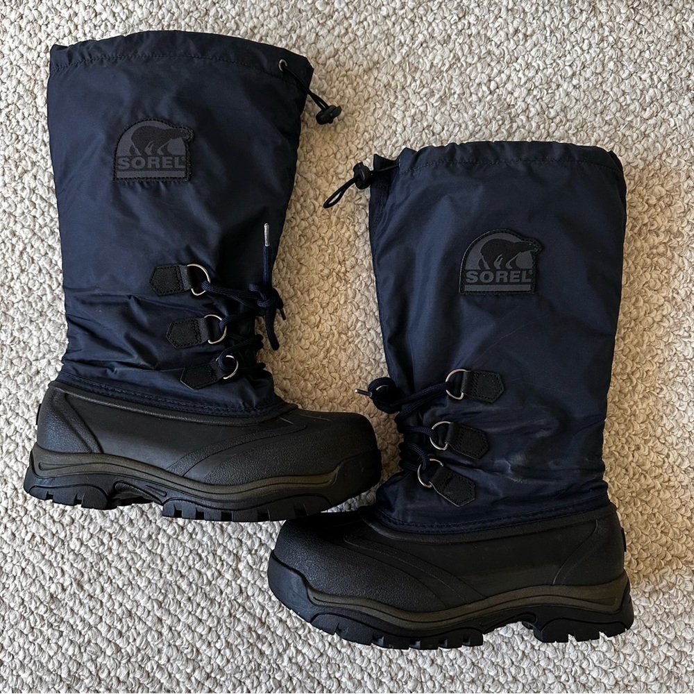 Sorel Snowlion Women's Navy Blue Insulated Winter Snow Boots Size 7